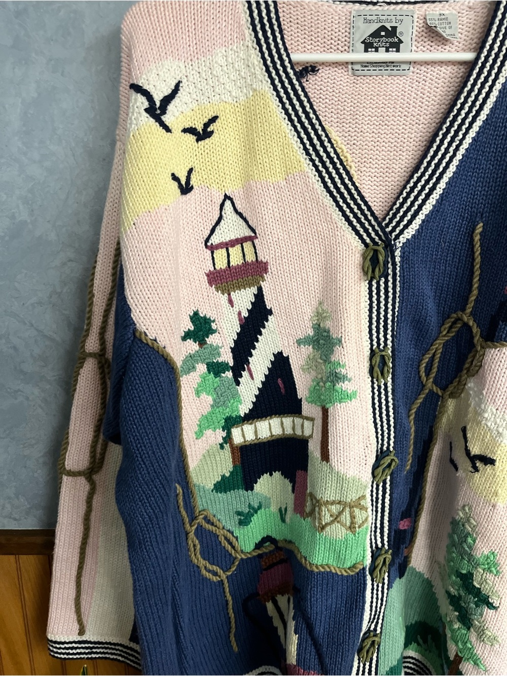 Storybook Knits Womens Cardigan Sweater Vintage Nautical Sail 3x Cotton Women’s - Picture 7 of 15